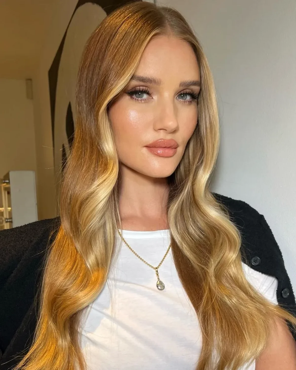 summer hair color ideas rosie huntington butterscothc blonde