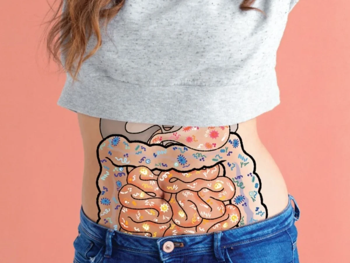 woman with drawn on gut health