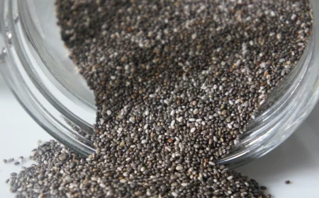 chia seeds spilling from a jar