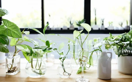 different plants growing in water