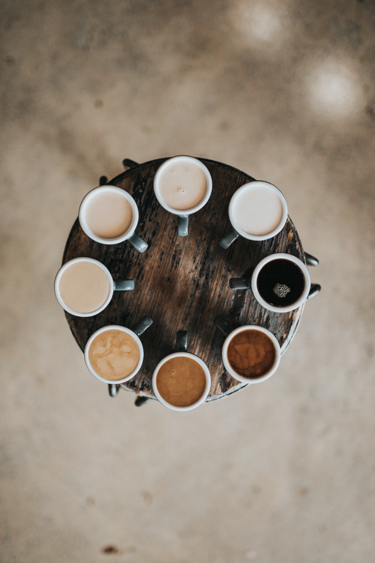 table of different coffee cups