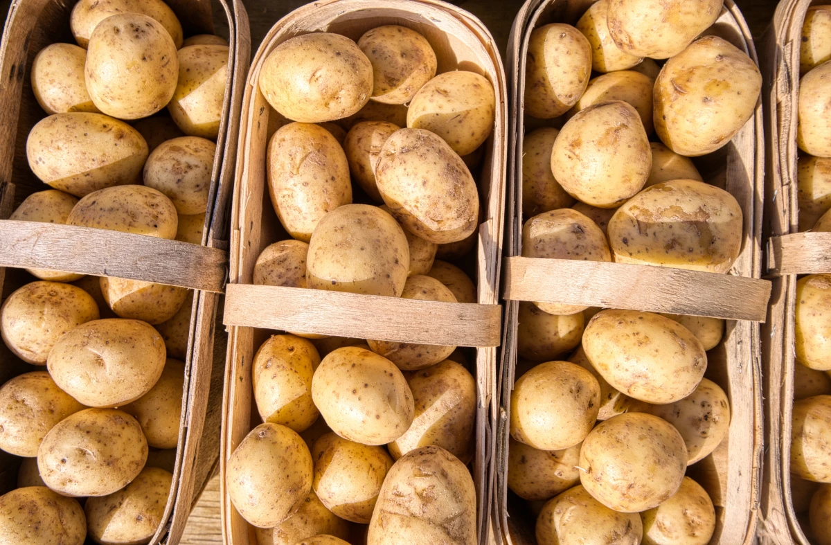 potatoes in baskets
