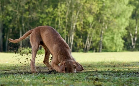 puppy digging up garden