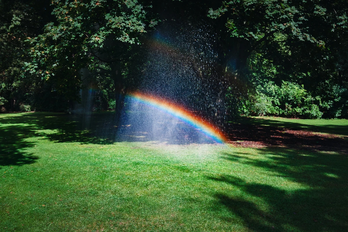rainwater harvesting raining with rainbow