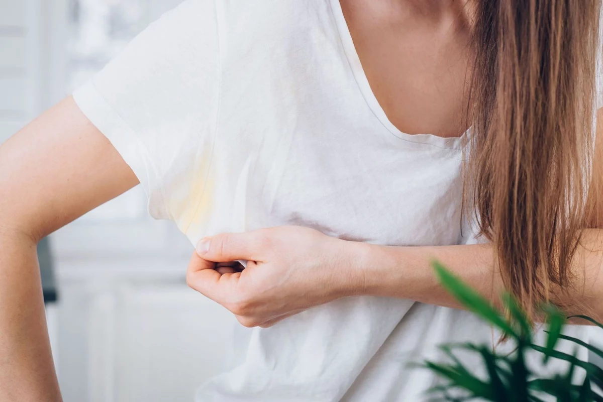 sweat stains on white clothing