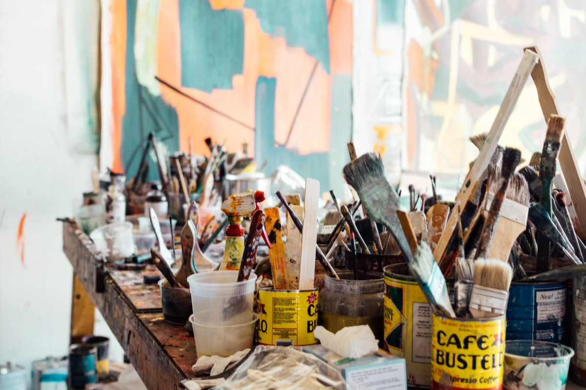 clutter from paint brushes