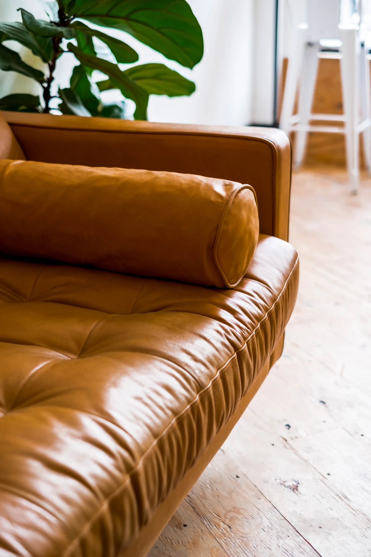 leather couch in brown