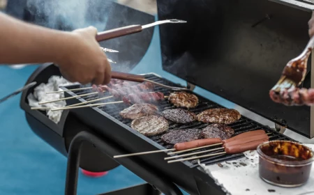 person grilling meat