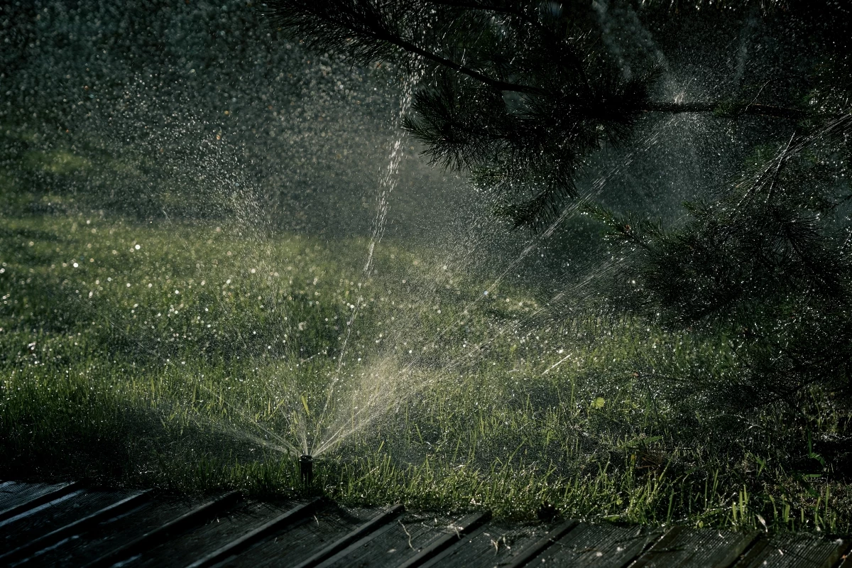 signs you are overwatering your lawn sprinklers on the lawn