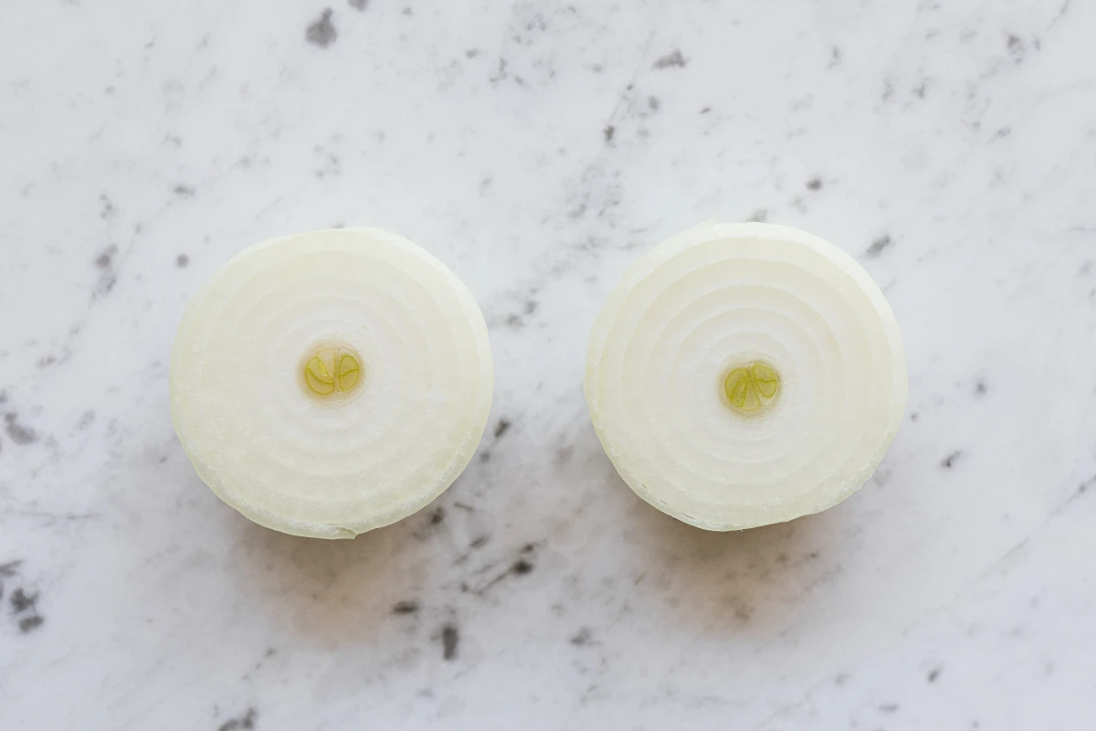 two halved onion pieces