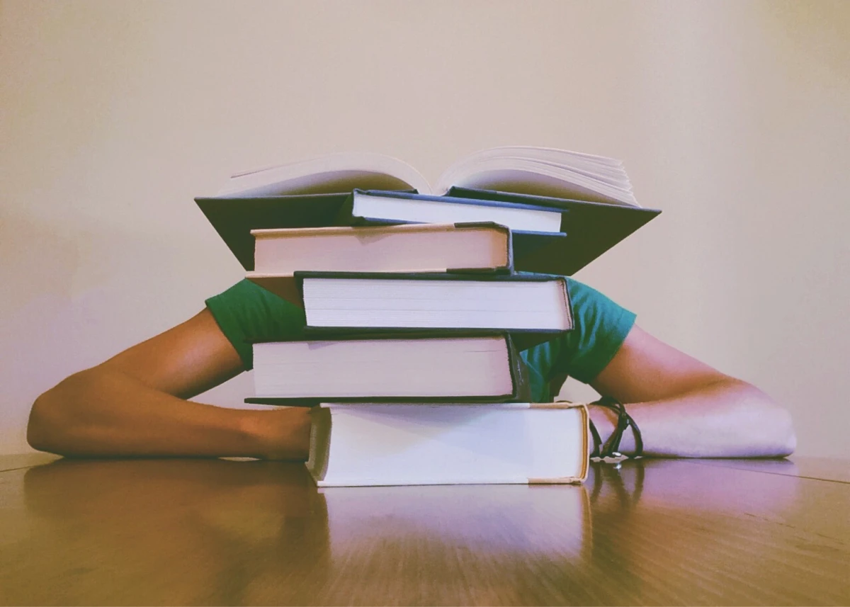 university books on table