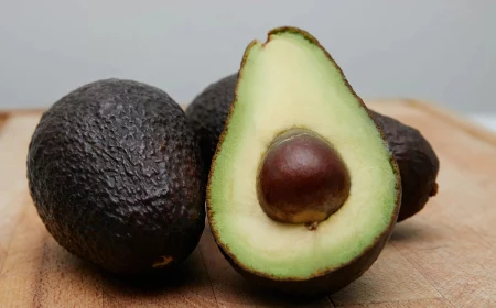 avocado cut open in half