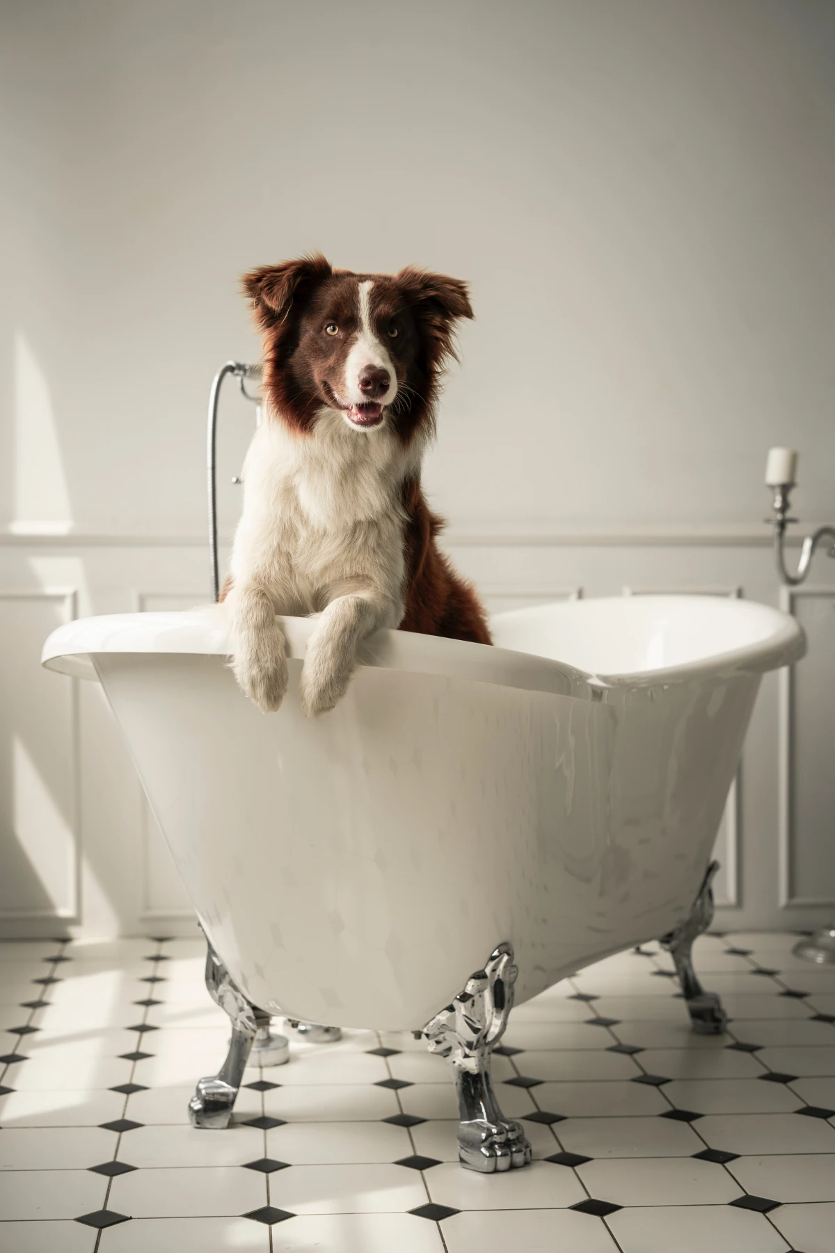 dog in a bath