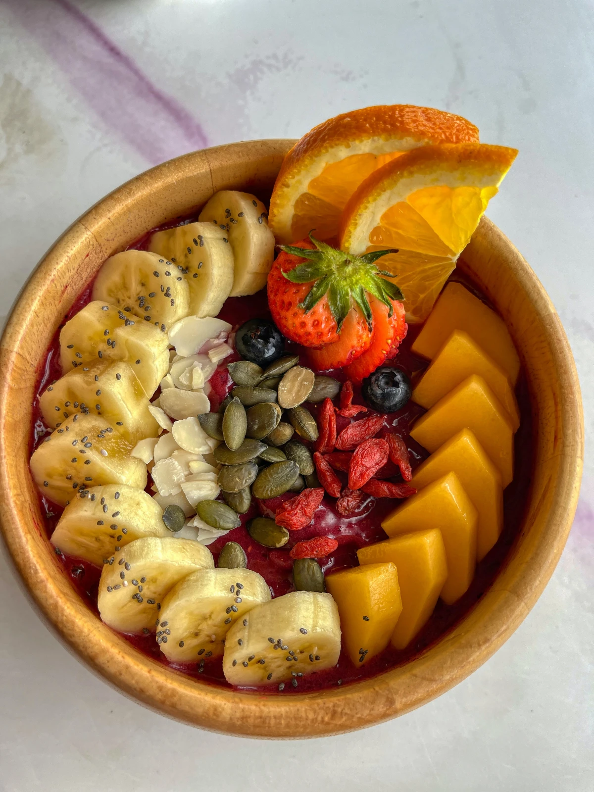 fruit bowl with pumpkin seeds