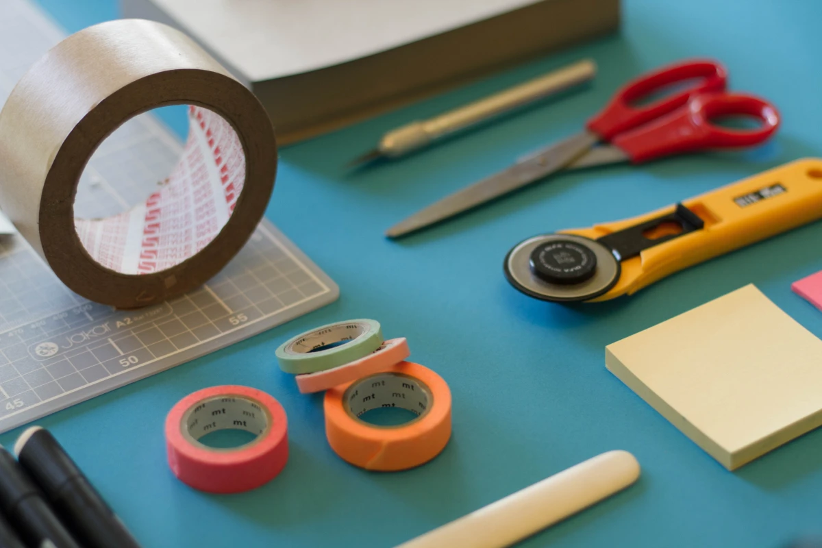 school supplies on table