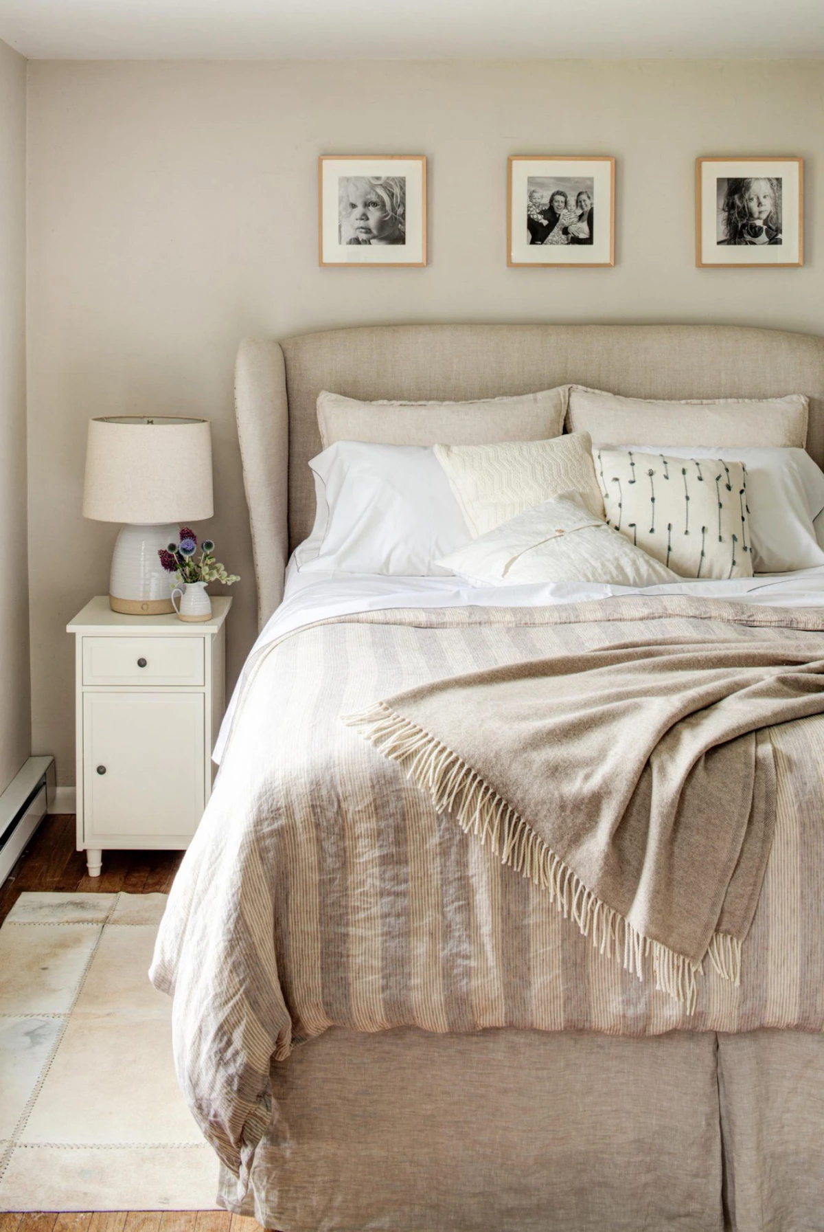 taupe bedroom with bed