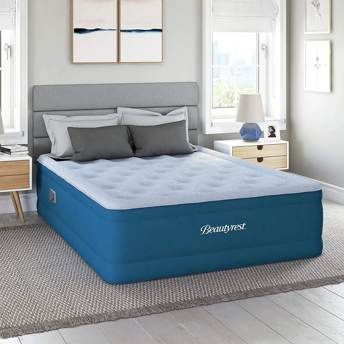 blue air mattress beauty rest