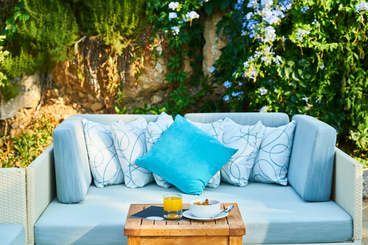 couch outside in garden