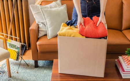 declutter before fall woman decluttering in box