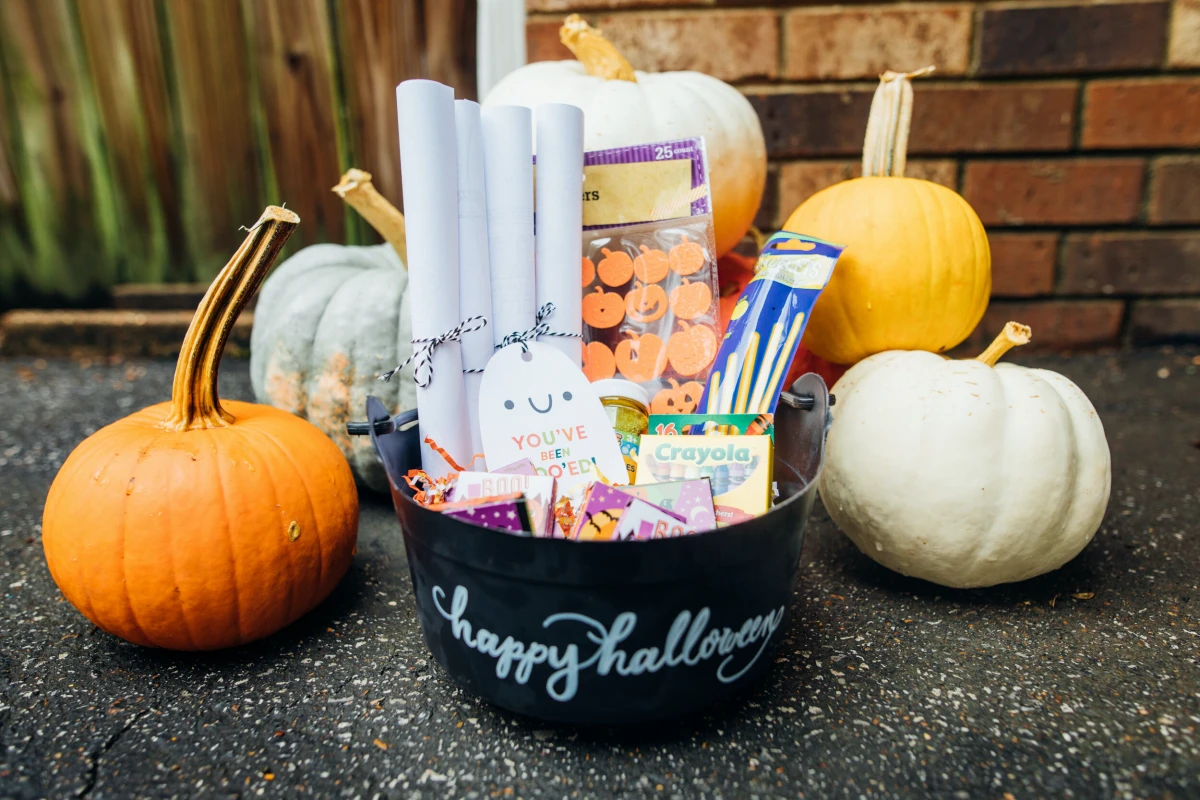 halloween basket with goodies
