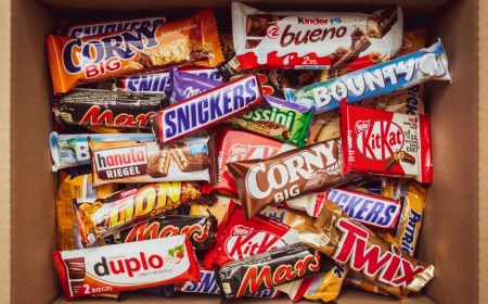 how to organize snacks box filled with candy bars