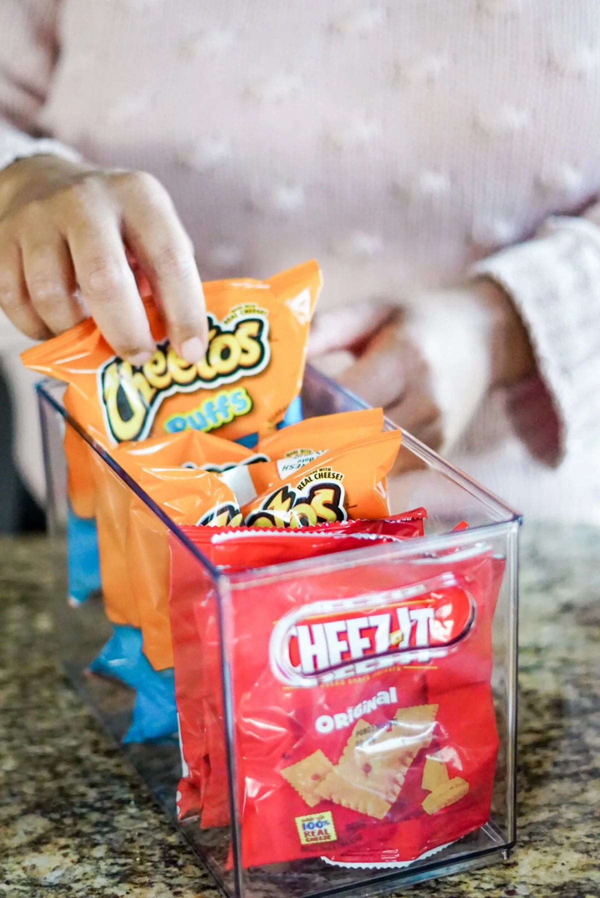 how to organize snacks snacks in original packaging