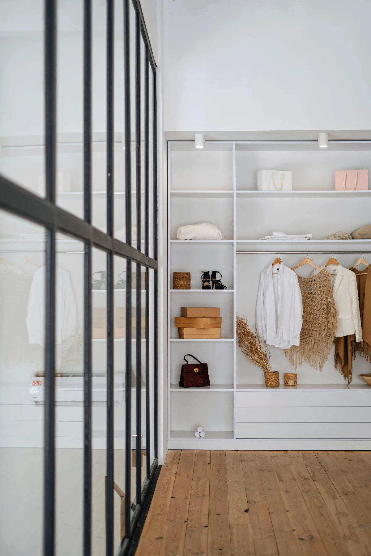 minimalist organized wardrobe