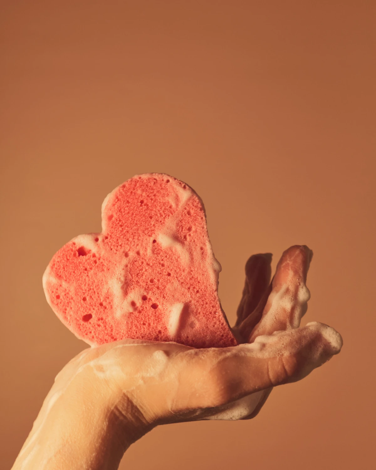pink sponge in the form of heart
