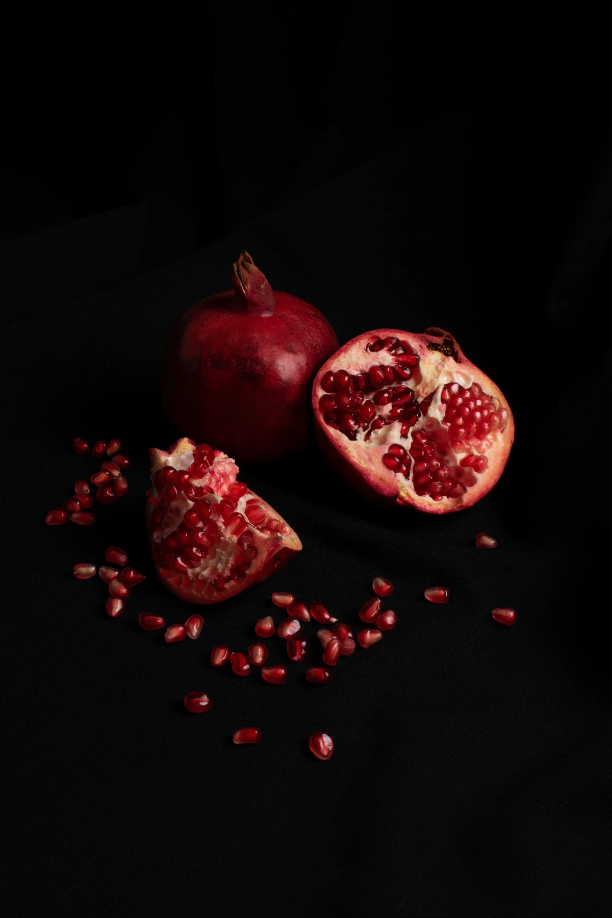 pomegranate on black background