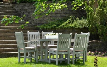 protect garden furniture wooden table and chairs in green ingarden
