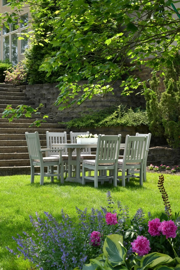 protect garden furniture wooden table and chairs in green ingarden