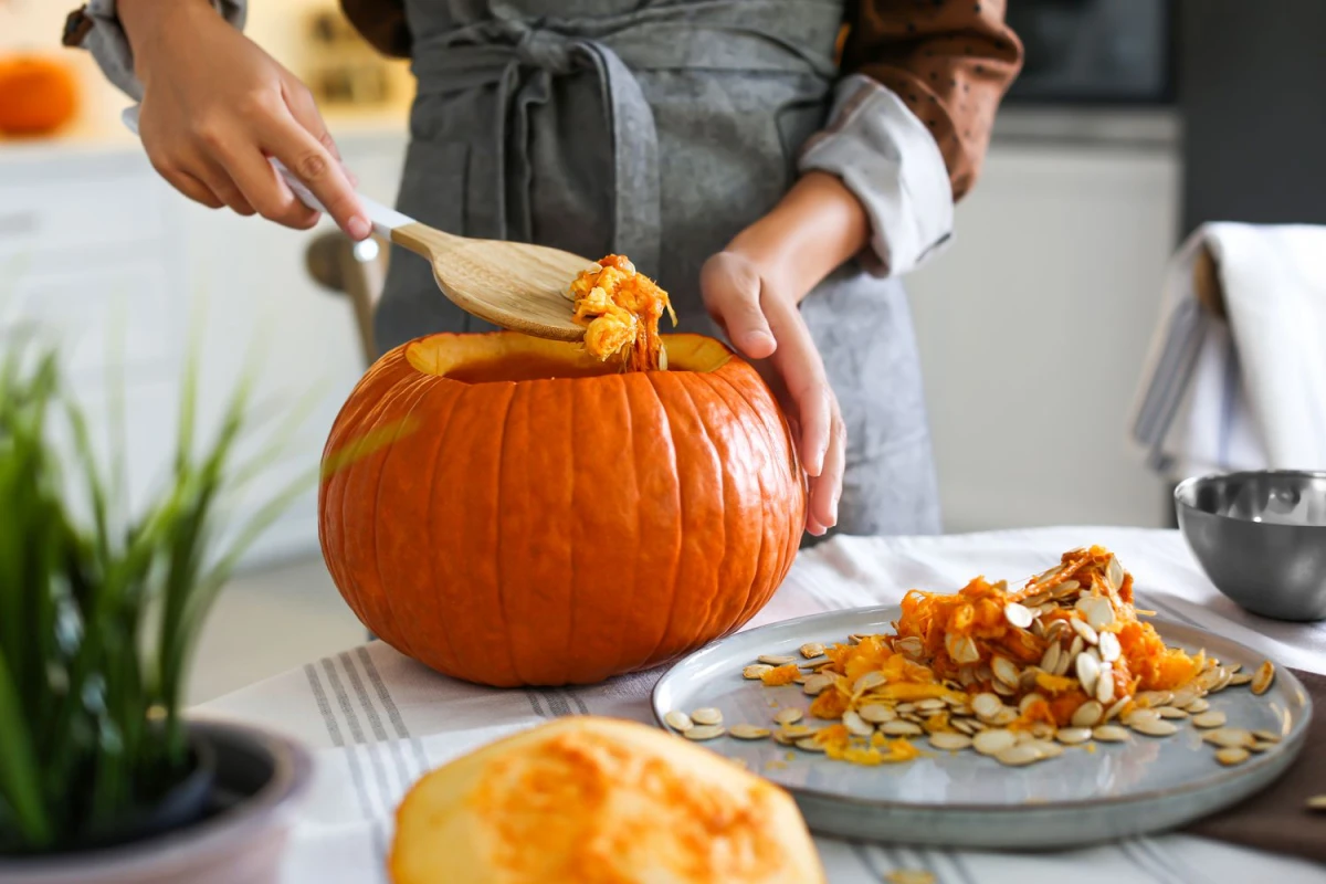 use pumpkin guts scooping out pumpkin guts