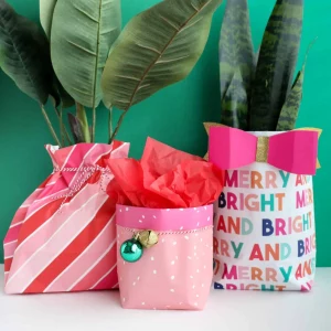 how to make a gift bag out of wrapping paper three wrapped gifts
