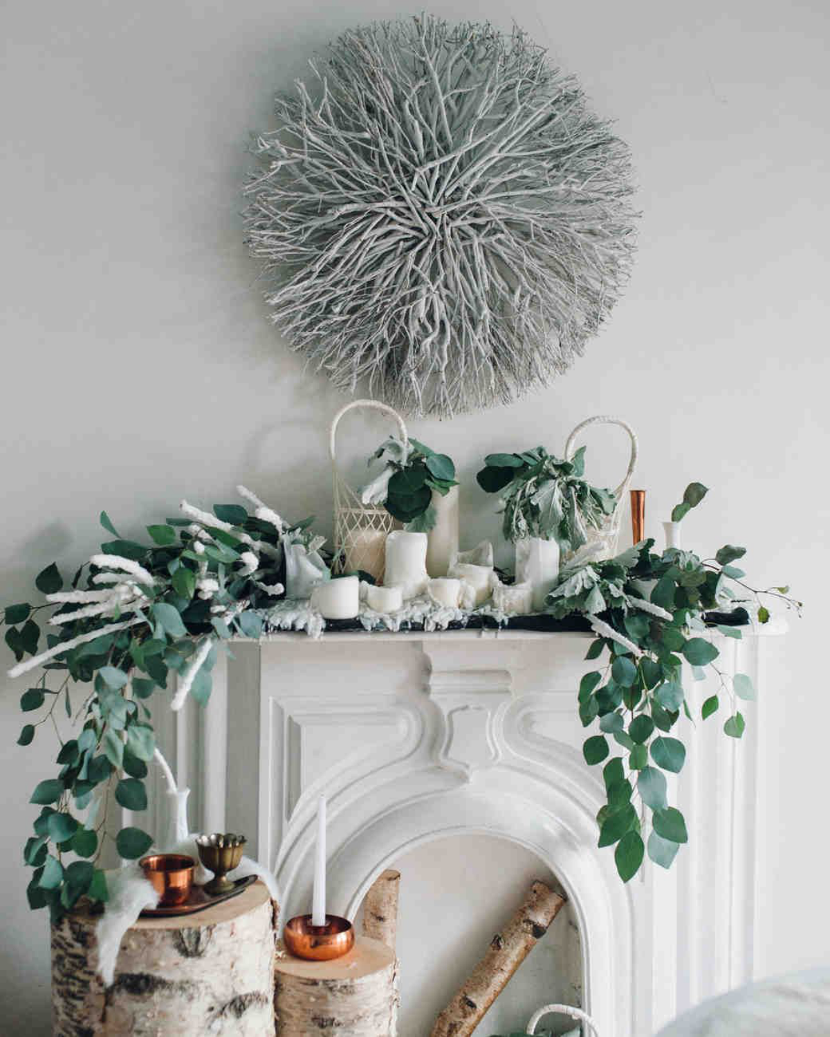 bridal shower themes for winter frosty silver mantle piece