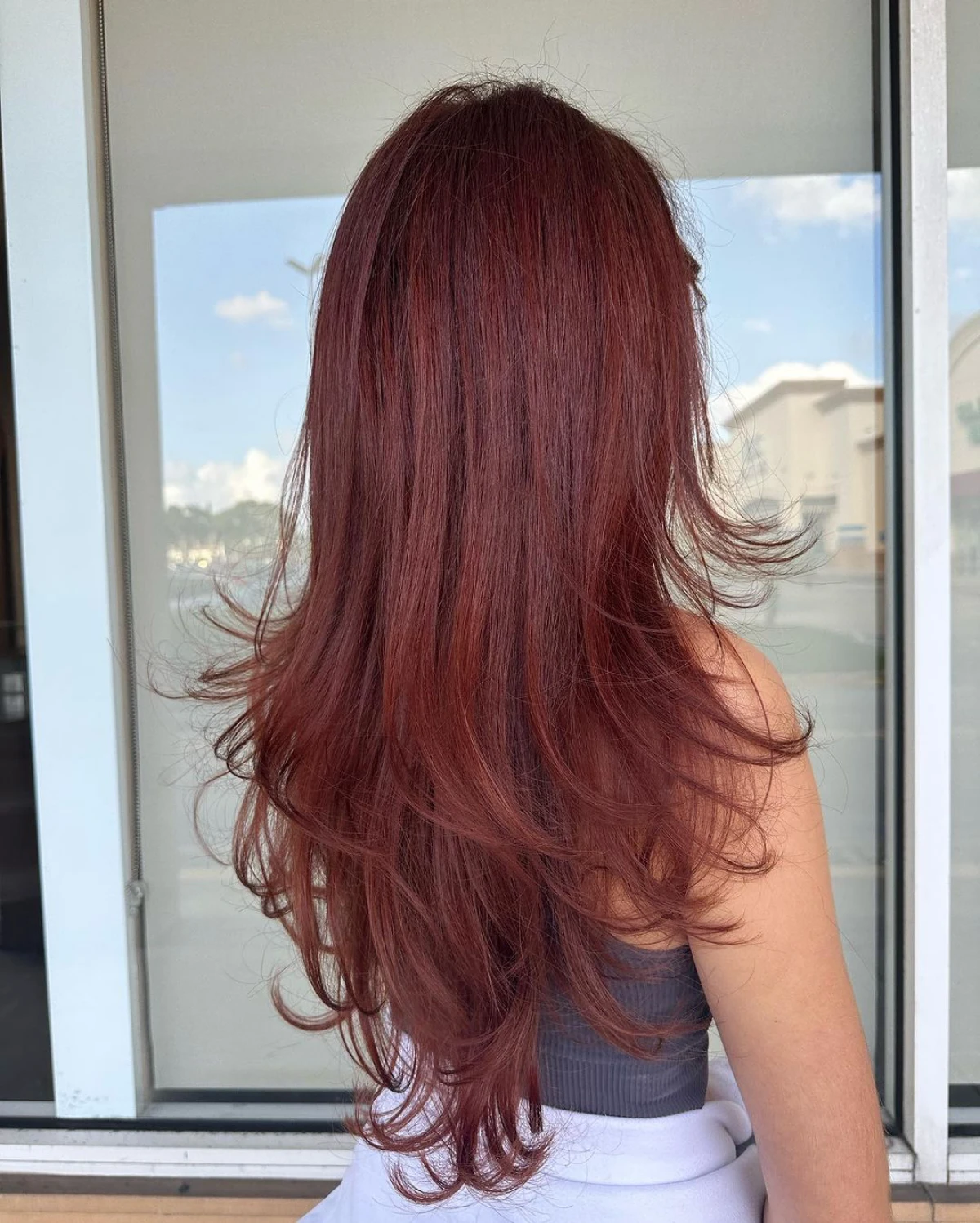layered long hair long red layered hair