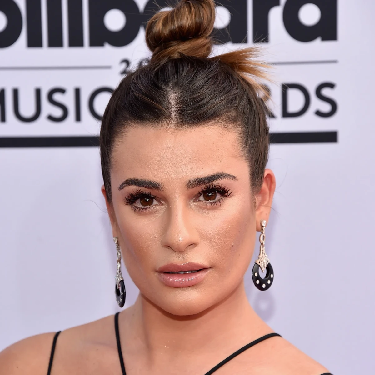 lea michelle top knot bun