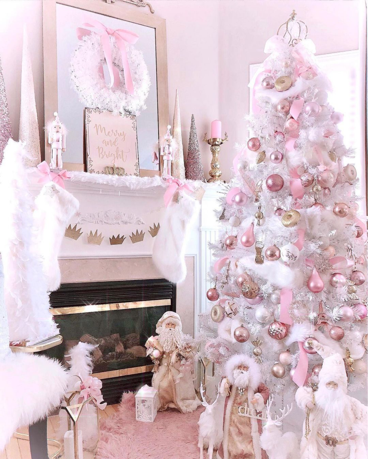 pink christmas aesthetic tree table oranments pink