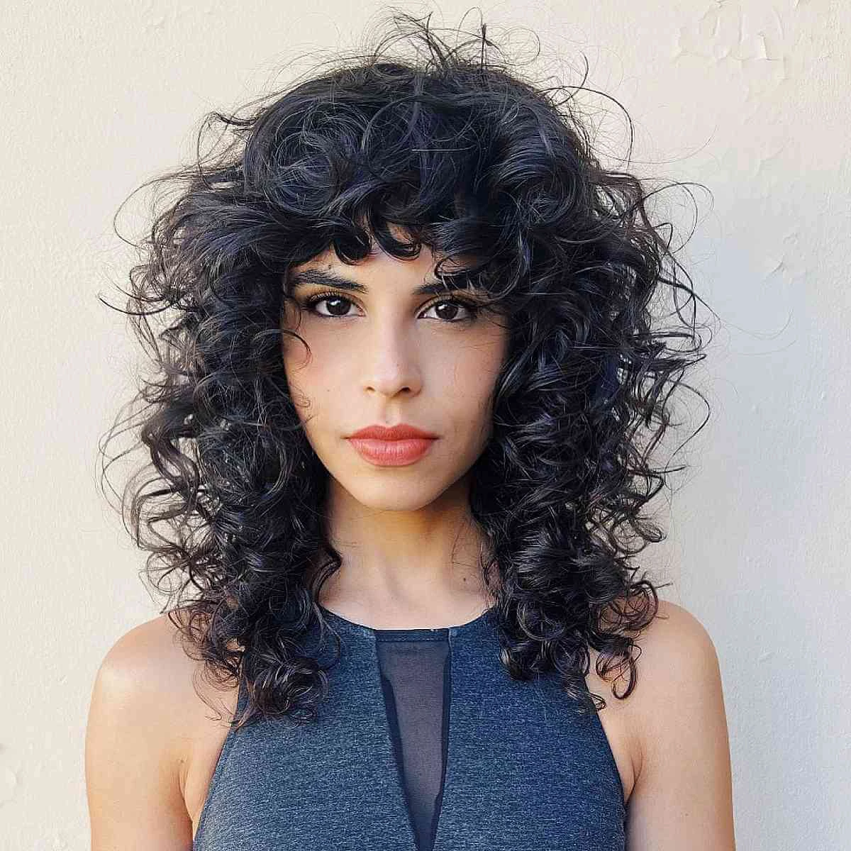 shag with black curly hair