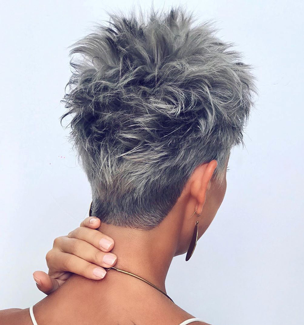 short messy women hair silver