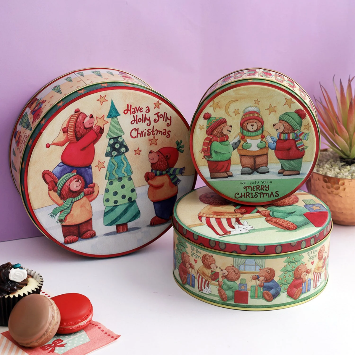 vintage tin containers for christmas cookies