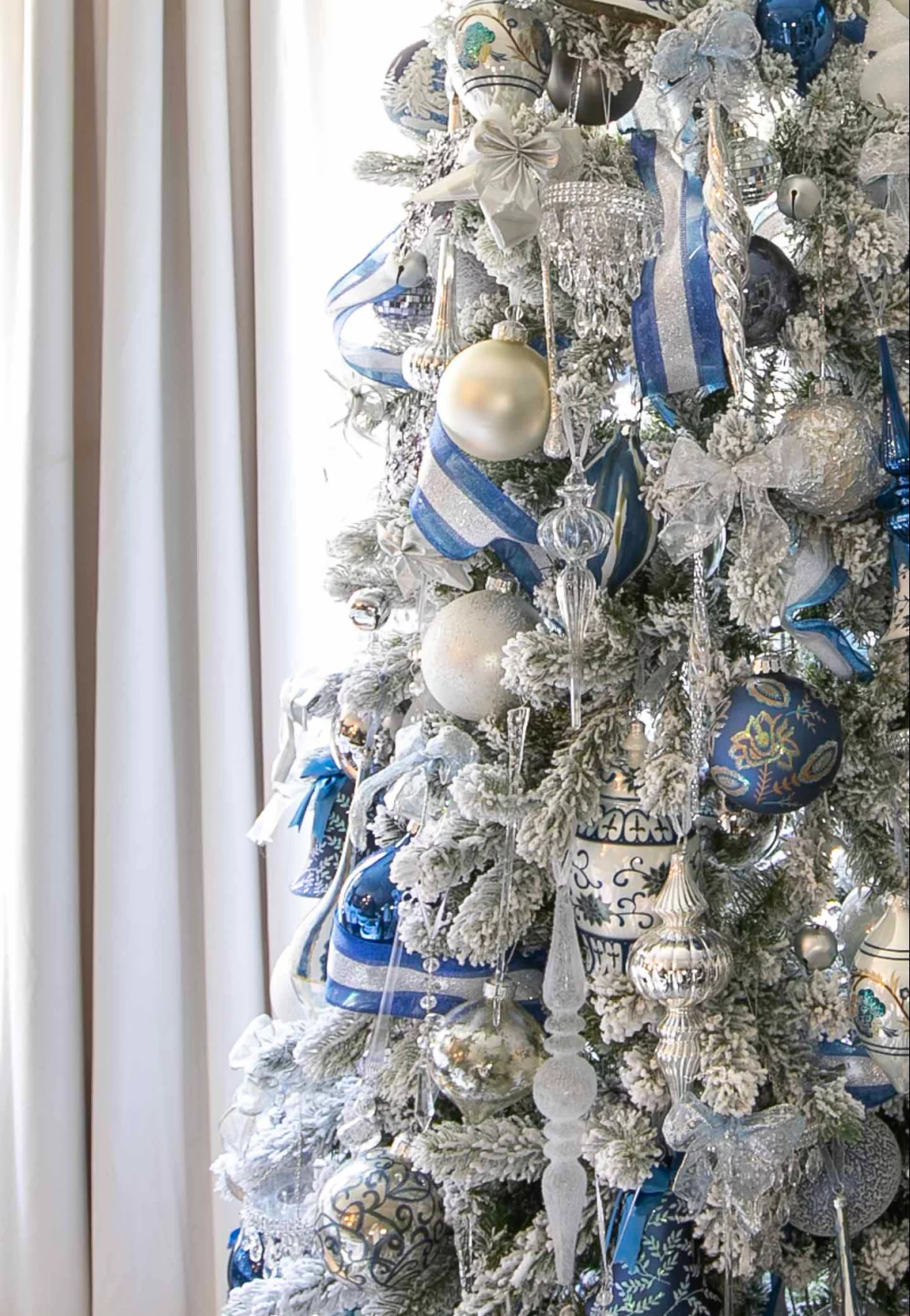 white blue silver christmas tree