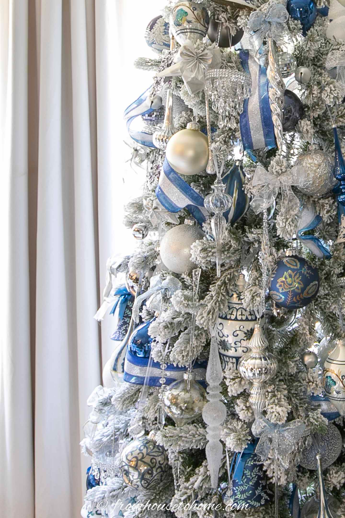 white blue silver christmas tree