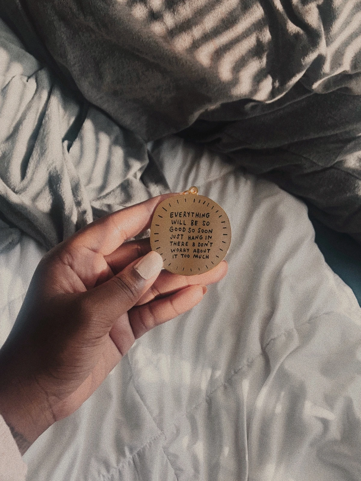 wooden keychain with quote