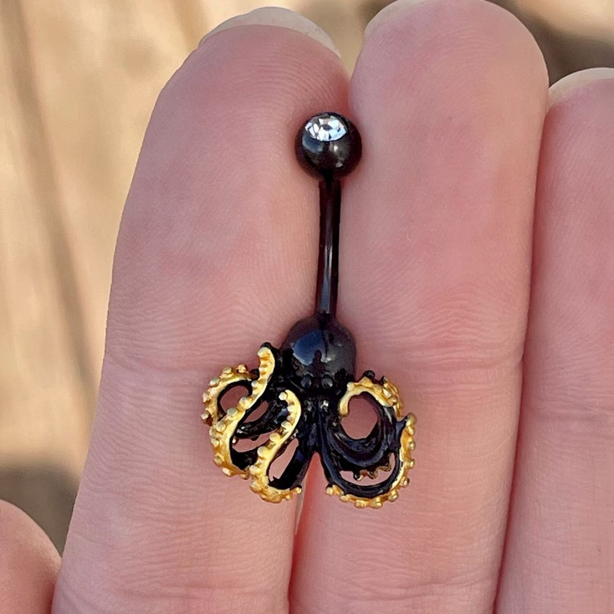 13 belly button piercings black octopus charm