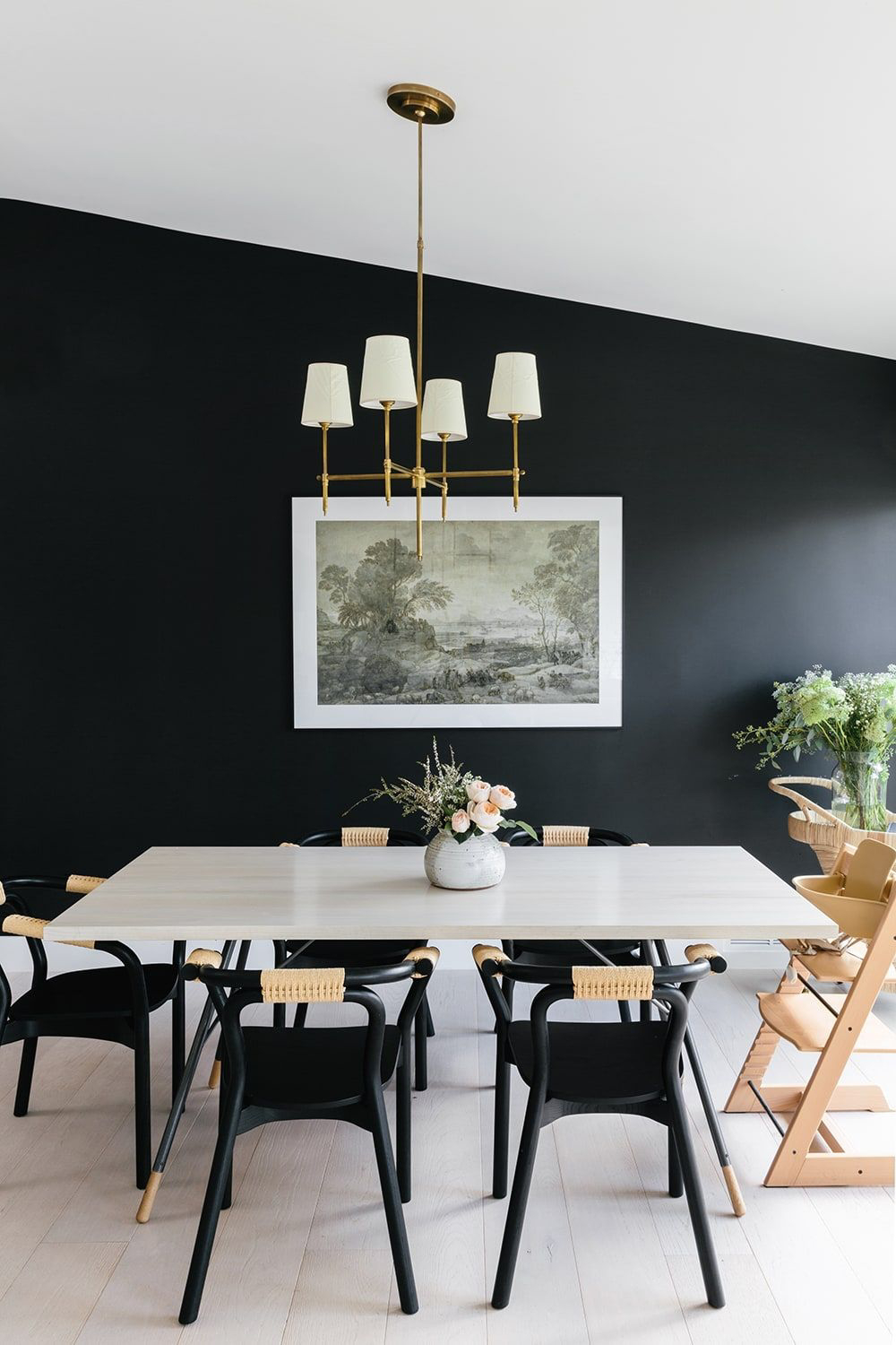 black accent wall living room