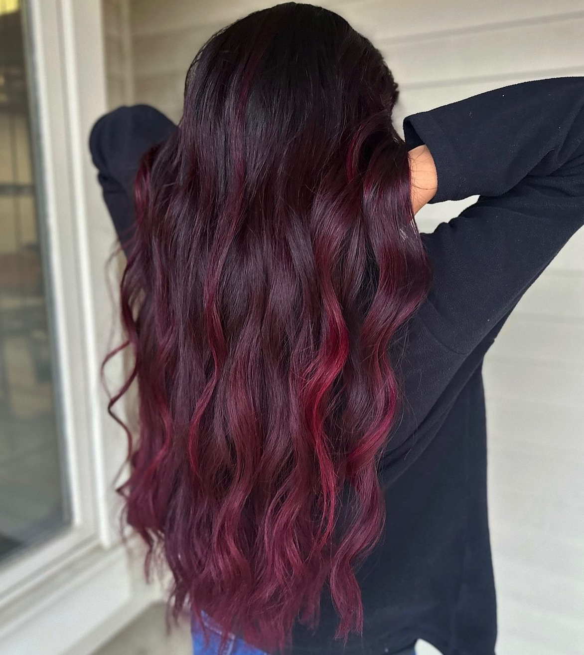 black cherry hair color with highlights