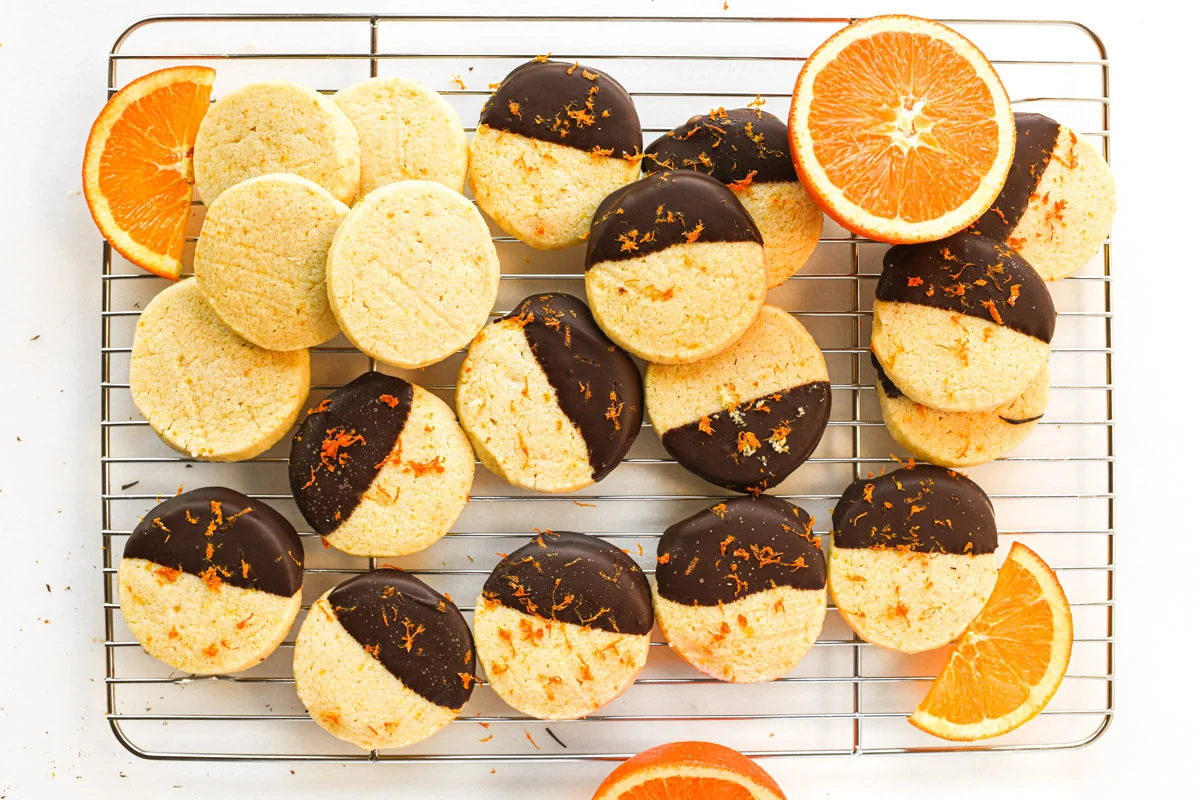 chocolate dipped orange shortbread new year cookie recipes