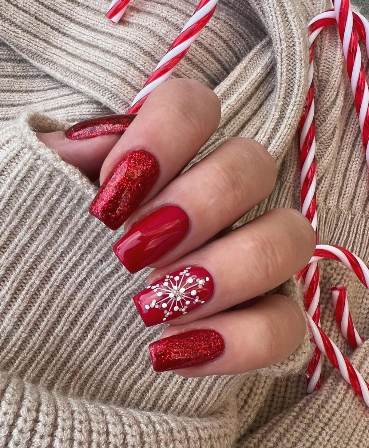 classic red christmas nails