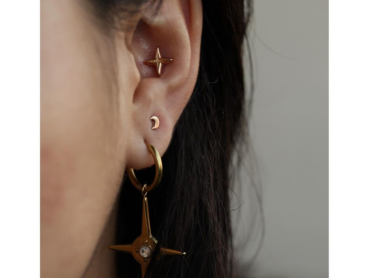 conch piercing earring golden star