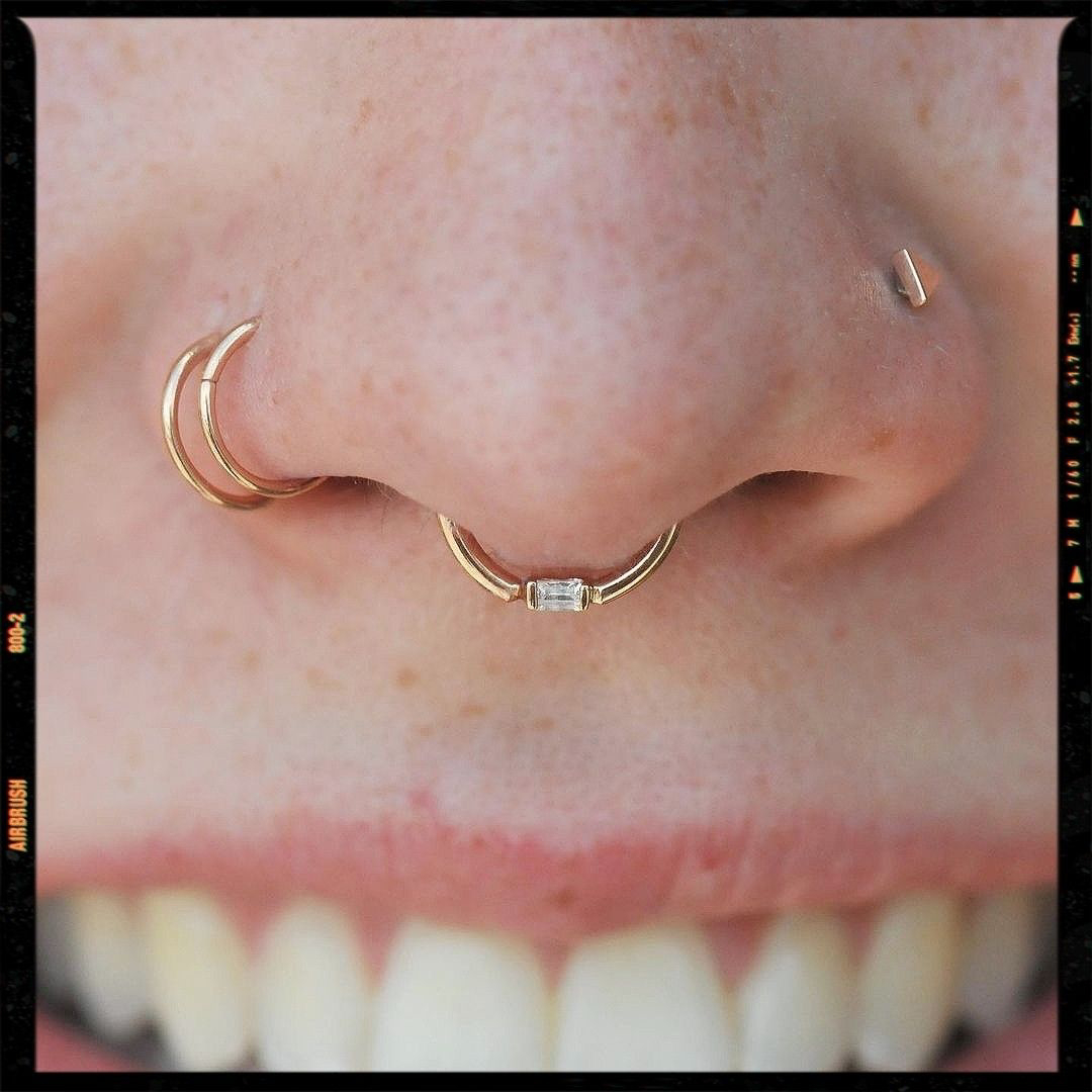 double nose piercing with septum